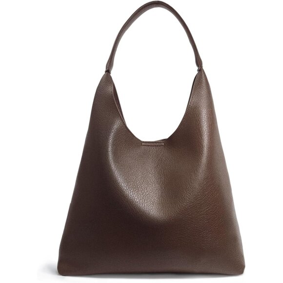 Handbags - Women Coffee Imported PU Polyester Leather Hobo Soft Vegan Shoulder Tote Bags